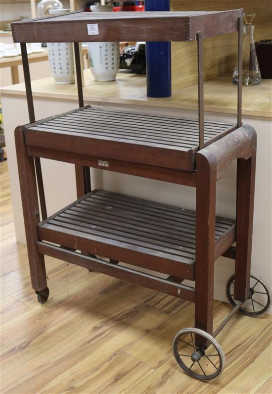 A three tier potting trolley, W.80cm